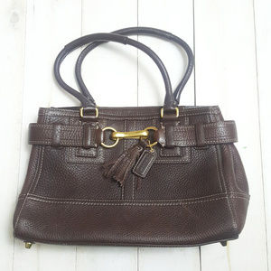 Coach All Leather Brown Handbag Shoulder Genuine
